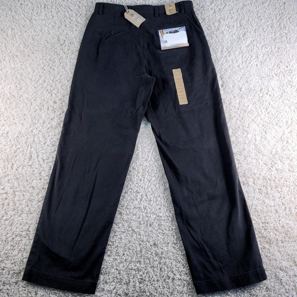Chaps Chino Pants Mens 32x32 Black NEW True American Classic Flat Front Cotton